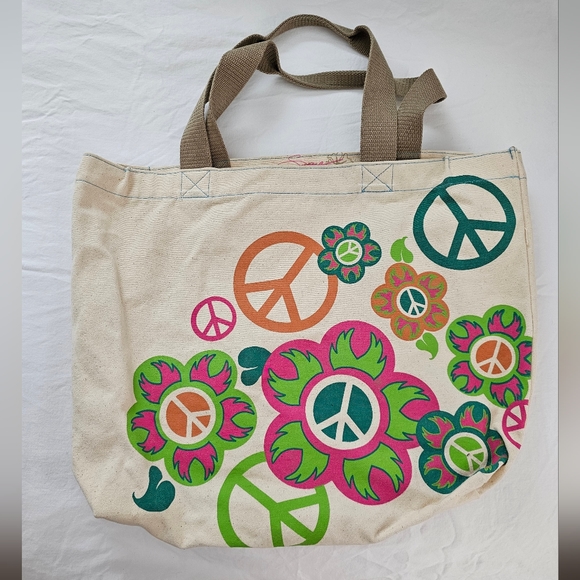 serina Handbags - Peace & Flowers Canvas Bag